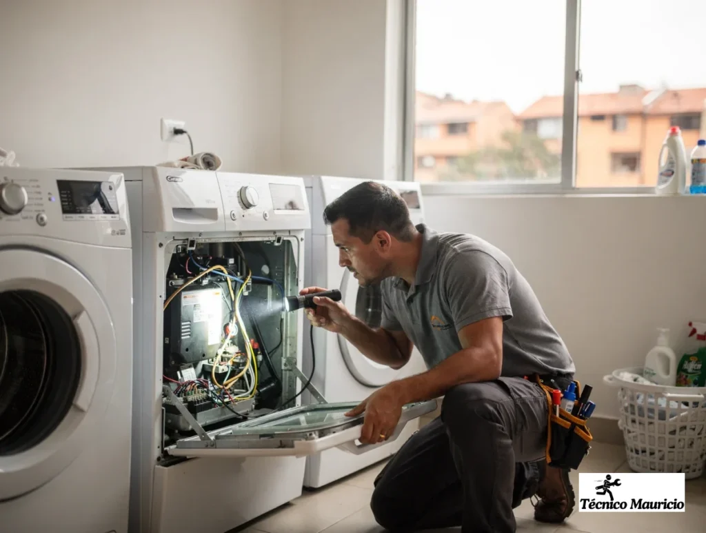 Técnico revisando arreglo de secadoras en La Cabrera en un apartamento moderno