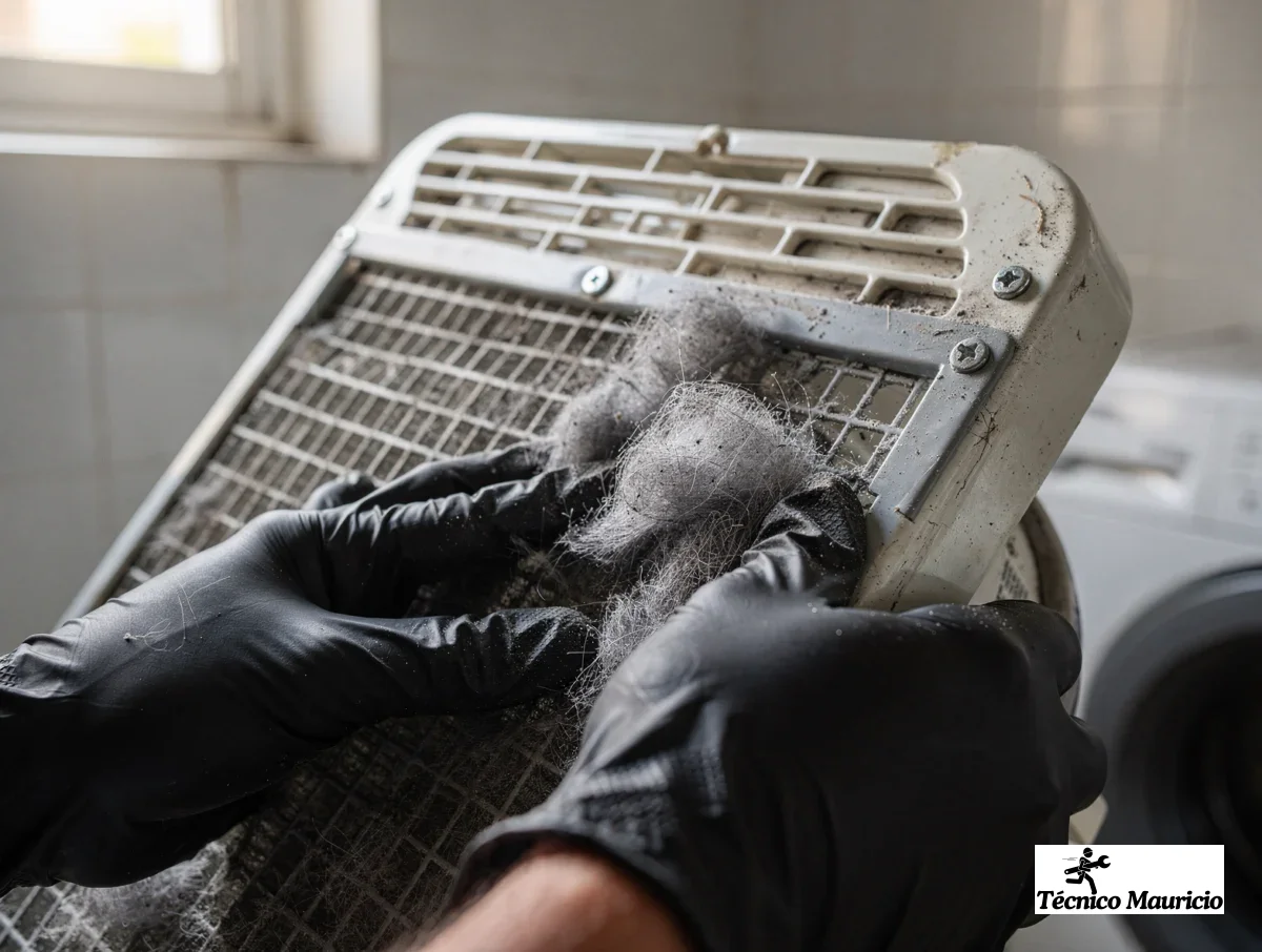 Filtro y sistema de ventilación de una secadora durante una limpieza técnica