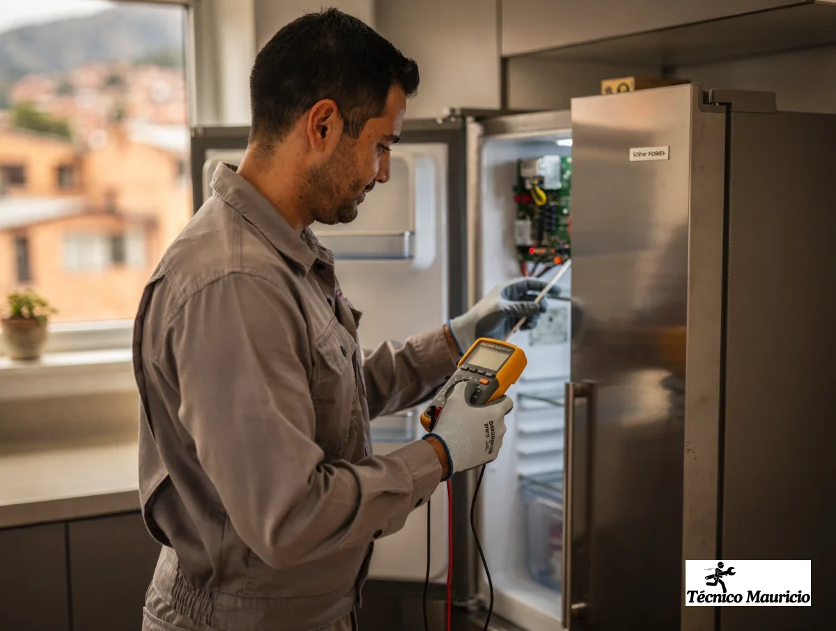 Diagnóstico electrónico de una nevera con multímetro y termómetro de sonda