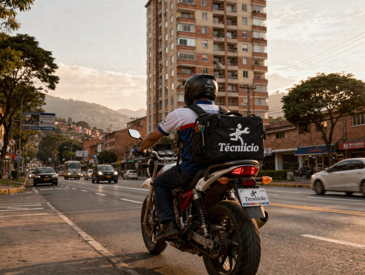 Técnico en moto rumbo a servicio Técnico en moto rumbo a una visita de reparación en Bogotá