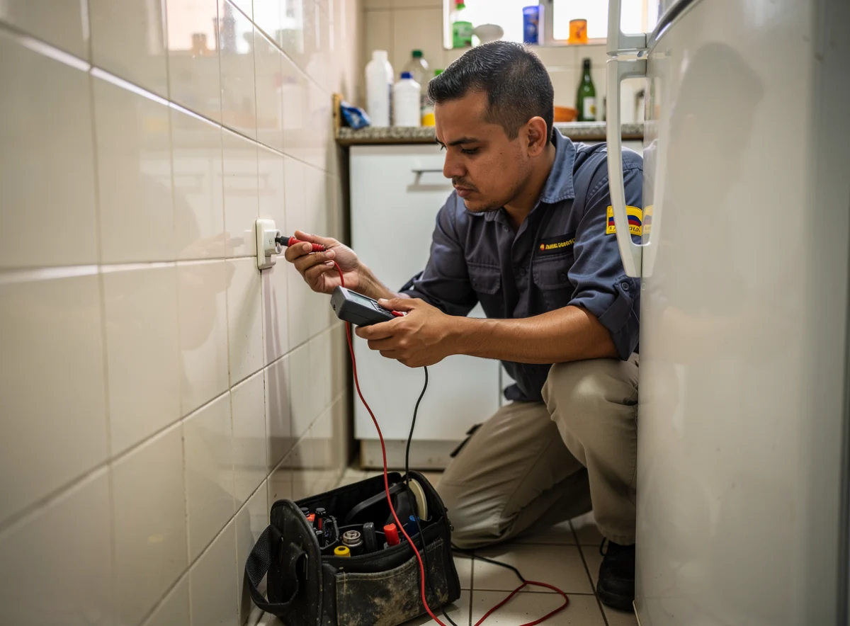 Comprobación eléctrica básica Revisión de toma y enchufe de nevera con multímetro