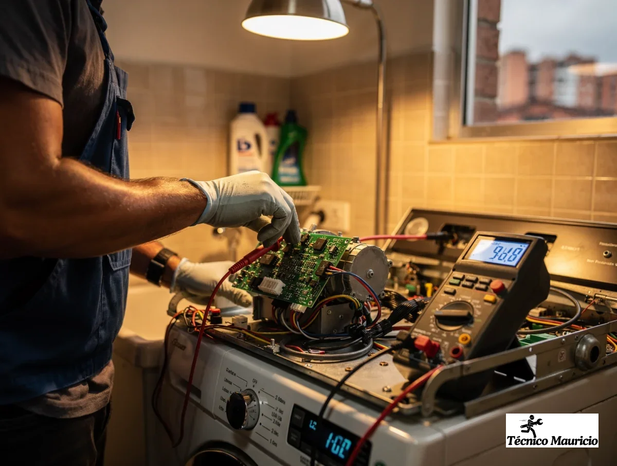 Prueba electrónica de componentes internos de una lavadora